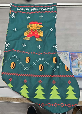Nintendo Super Mario Bros. Retro Embroidered Holiday Stocking Christmas NWT