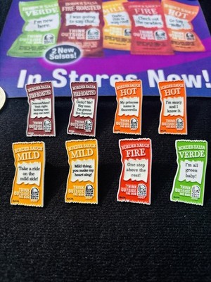Taco Bell Hat Pin Collection Border Sauce Salsa 2007 2010 Mild Hot Fire Verde