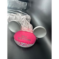 Disney princess mouse ears tiara pink silver hat With veil