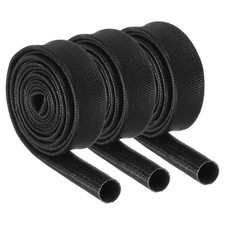 3Pcs Wire Insulation Braid Fire Sleeve,3.28Ft-8mm ID Black, High Temp Silicone