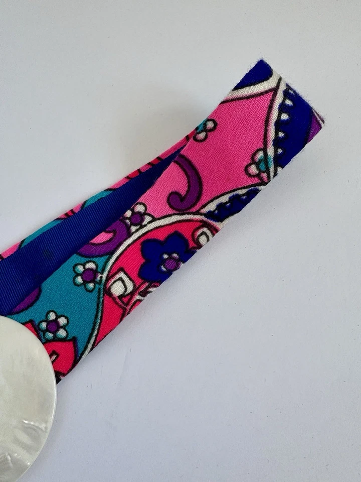 手工工匠复古迷幻面料女式腰带拖把扣腰 28 英寸 — 第 3/4 张图片