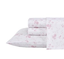 Laura Ashley King Cotton Sateen Bed Linen Set Pink White Luxury Bedding
