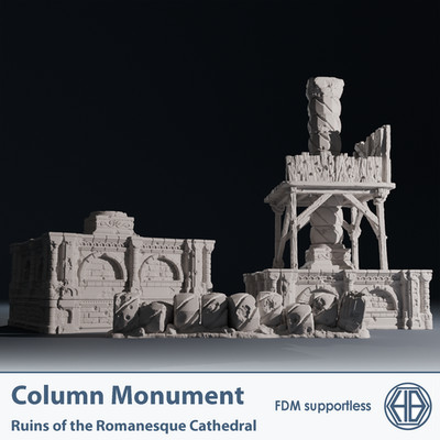 Romanesque Temple Monument Column  | Wargame Terrain | Multi-Piece | FDM printed