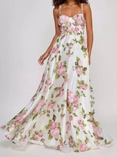 Say Yes Women's Juniors' Ivory Rhinestone Floral Corset Gown Size 1/2