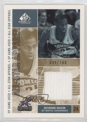 2002 SP Game Used Edition All-Star Apparel Gold 49/100 Desmond Mason #DM-AS 3g8