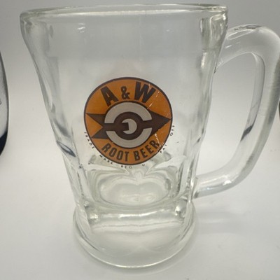 A&W Root Beer Glass Mug Collectible Advertising Soda Theme Clear vintage 