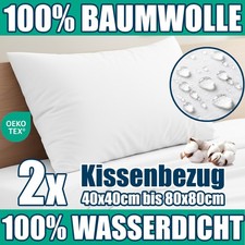 Kissenbezug 2er Set 100% BAUMWOLLE WASSERDICHTER Kissenbezüge Kopfkissenbezug