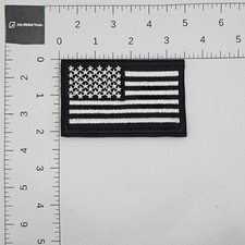 Black and White American Flag Patch Tactical Hook and Loop Embroidered 3x2 Inch