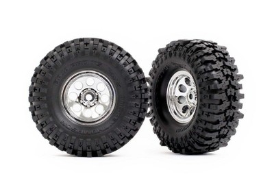 Traxxas 1.0'' X 2.4'' Chrome Wheels w/ MT Baja Pro Tires (2) TRA9873