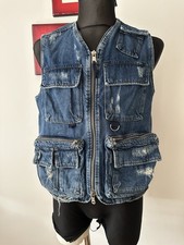 Zara Uomo Giacca Denim Senza Maniche Gilet Moto Unico Cool Premium Tg:M