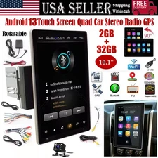 Double 2DIN Rotatable 10.1" Android 13 Touch Screen Car Stereo Radio GPS WIFI BT