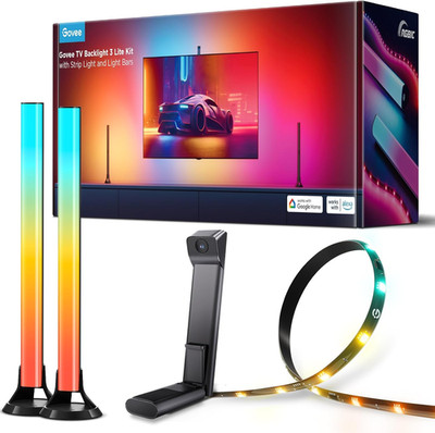 TV Backlight 3 Lite Kit, 11.8Ft RGBICW Wi-Fi TV LED Strip Lights for 55-65In Tvs