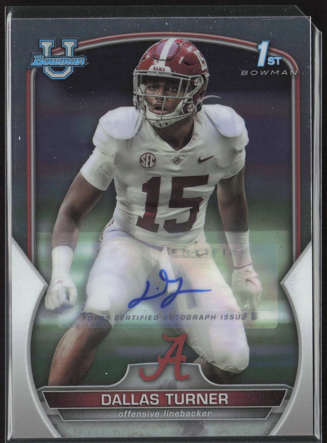 Dallas Turner 2022 Bowman University Chrome #6 Base Auto