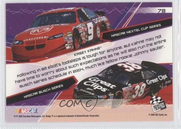 2004 Press Pass Stealth Weekend Warriors Kasey Kahne #78 - Image 2 of 2