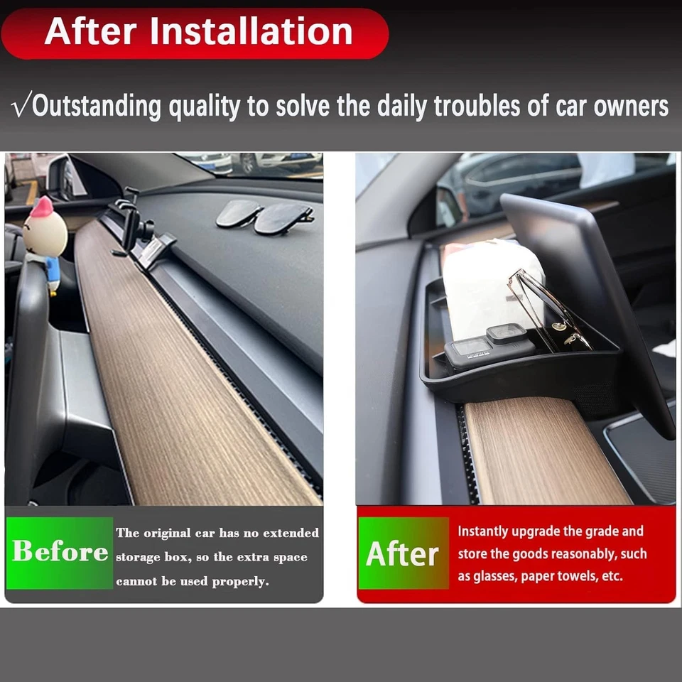 Dashboard Hidden Storage Tray for Tesla Model 3 (2017–2023) & Model Y 2020–2024 Foto 4 de 4