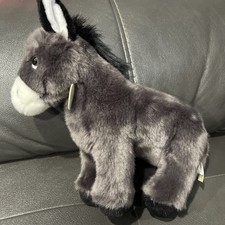 Miyoni Donkey Gray  White Plush Stuffed Animal Aurora 12"