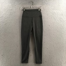 90 Degree by Reflex Cropped Leggings Women S Gray Mid Rise Pull On Elastic Waist