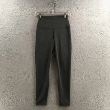 90 Degree by Reflex Cropped Leggings Women S Gray Mid Rise Pull On Elastic Waist
