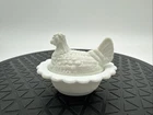 Vintage Westmoreland Hen On a Nest White Milk Glass Small Mini Salt Cellar