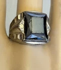 Vintage Clark & Coombs Sterling Silver Hematite Mens Signet Ring Size 9.5