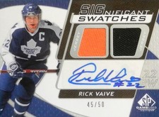 08-09 ud sp significant swatches rick vaive leafs jersey autograph auto 45/50
