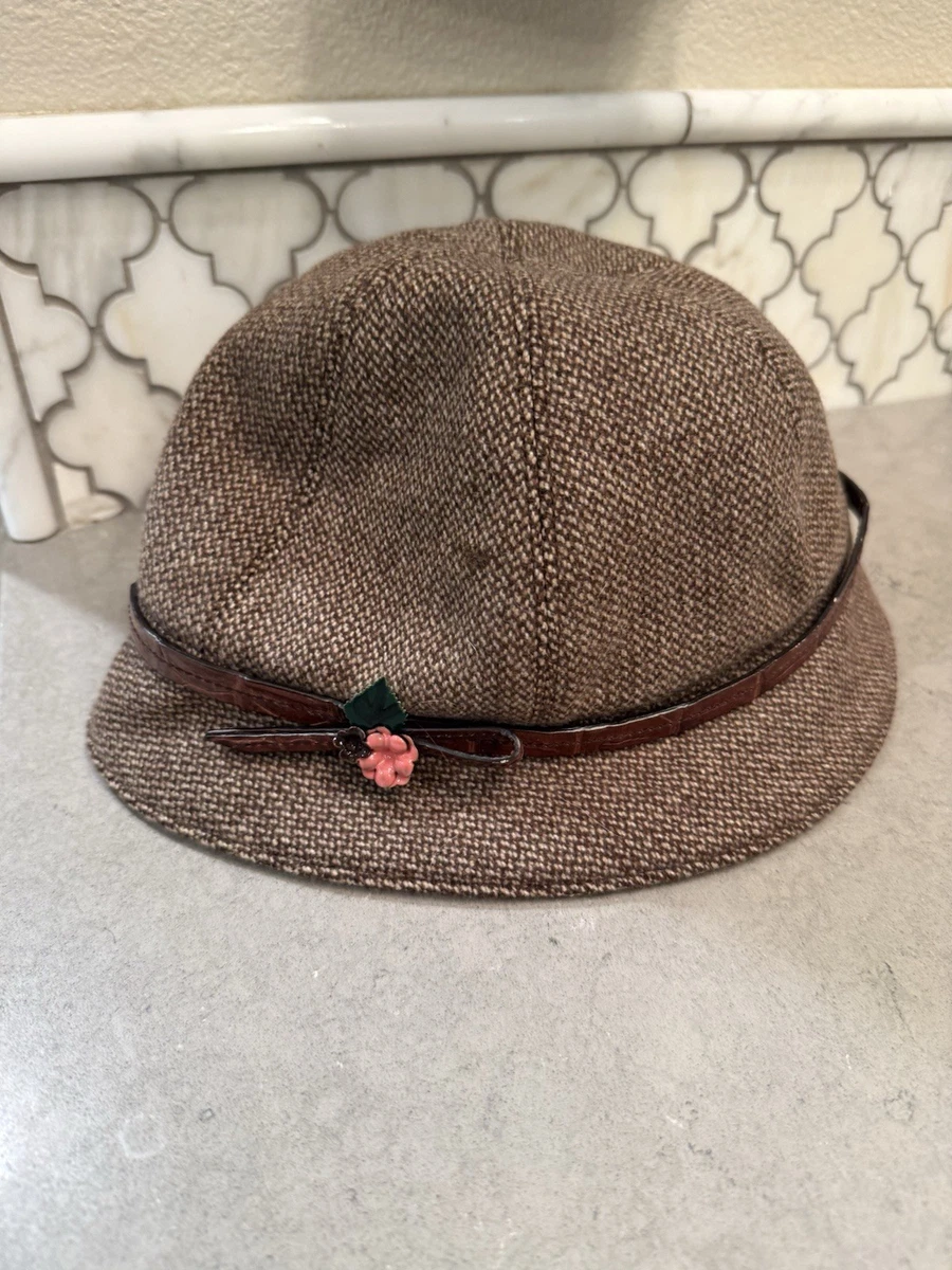 Mucros Weavers Ireland Kate Waxed Cloche Bucket Hat Small Brown Tweed Flower Kate Waxed Hat - Olive | Mucros Weavers main image 4