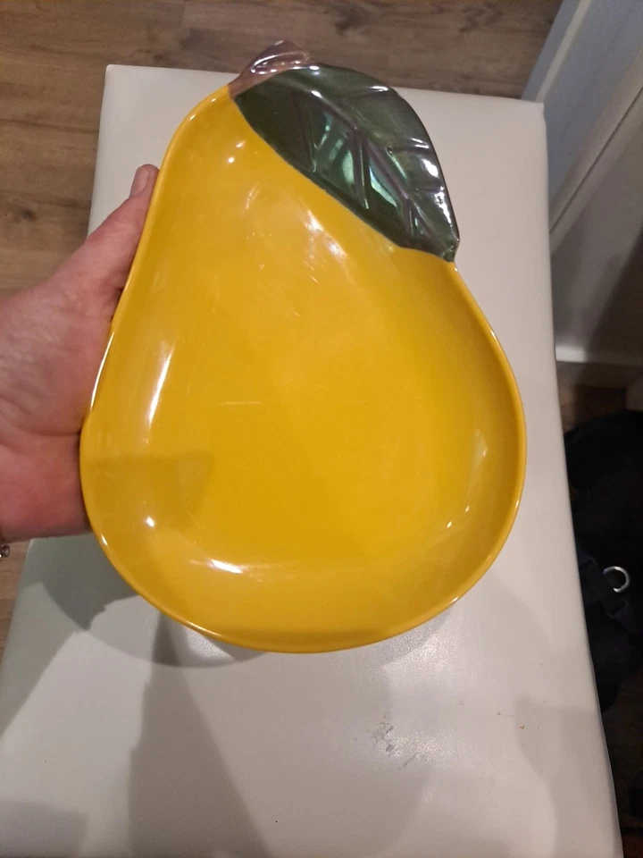 Conjunto de 4 pratos de lanche vintage em forma de pera melamina ouro e aperitivo de frutas verdes - Imagem 2 de 4