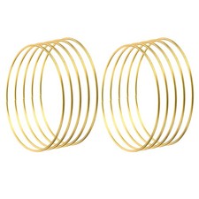 6 Pcs Metal Dream Catcher Ring, Round Floral Wreath Gold Tone,3-inch 