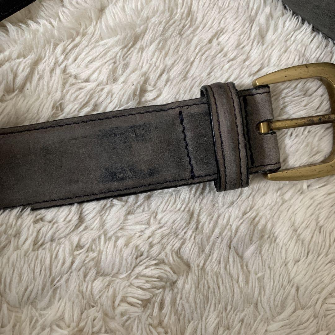 Ferragamo Suede Belt Double Gancini Gold Hardware Men's From