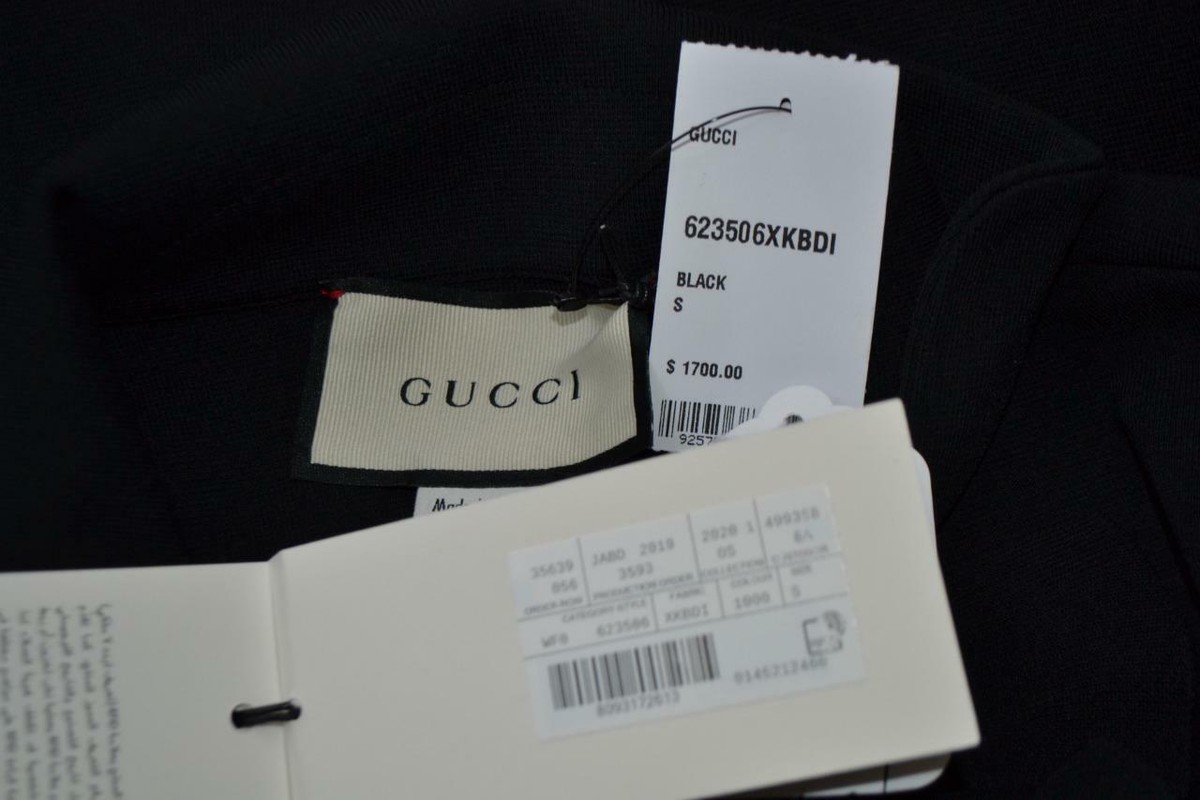 NWT Gucci Black Square G Buckle Ruffle V-Neck Mini Dress