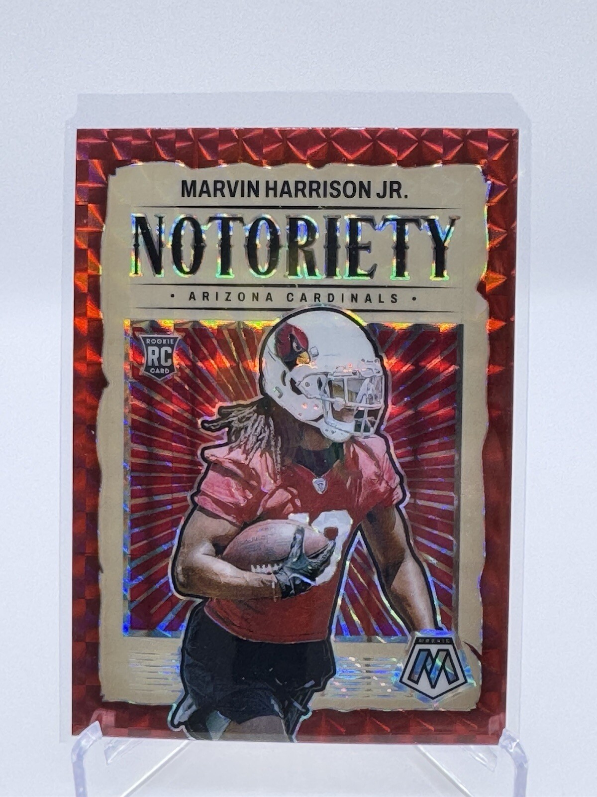 2024 Panini Mosaic Marvin Harrison Jr Notoriety Mosaic Red #22 Cardinals RC
