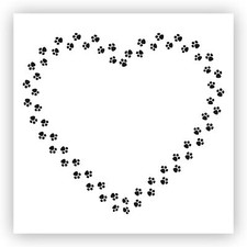 Pawprint Heart 2 Dog Cat Paw Stencil - Choose a Size - Laser-Cut Reusable