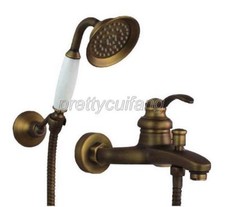 Antiguo juego de rociador de ducha de mano para grifo mezclador de grifo de baño de montaje en pared de latón Ptf034
