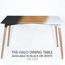 Halo Dining Table Black, White, Oak Retro Design DA DS Beech Wood Legs Office 