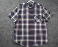 Junk Food Los Angeles Shirt XXL Blue Pink Plaid Cotton Short Sleeve Mens