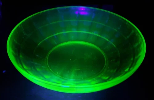 Vaseline Uranium Green Block Optic 5 3/8" Cereal Bowl