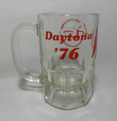  Vintage 1976 Daytona Motorcycle Racing Glass Mug Cup (FREE SHIPPING)