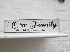 Image of Our Family Personalised Wooden Sign plaque House Warming Gift family name sign