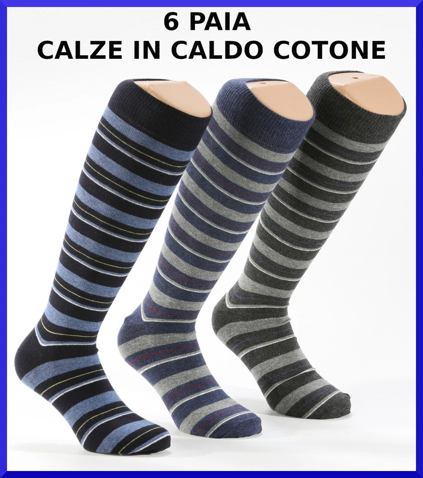 Calze da uomo in caldo cotone lunghe 6 PAIA colorate calzini gambaletti - Immagine 2 di 4