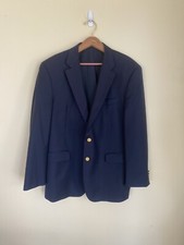 Lauren Ralph Lauren Sport Jacket 42R Navy Blue Wool Blazer Gold Tone Button