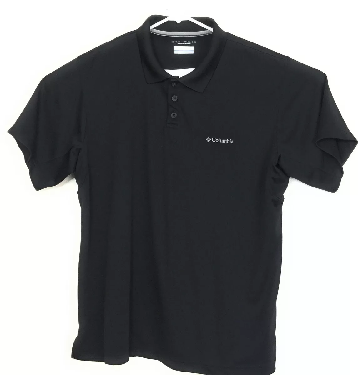 Columbia Men s Omni Shade Sun Protection Black Polo Polyester Size