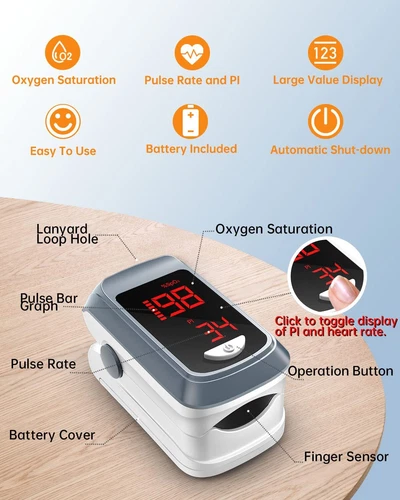 Pulse Oximeter Fingertip Blood Oxygen SpO2 Saturation Monitor Heartbeat Monitor - Picture 4 of 8