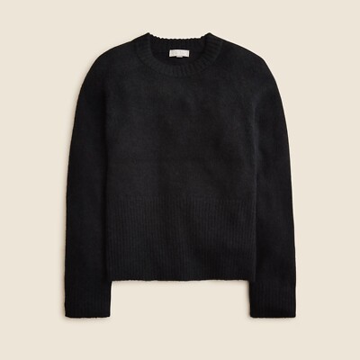 NWT!! J. CREW High Rib Pullover Sweater Wool Alpaca Solid Black Minimalist Small