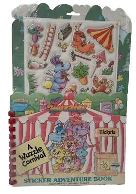 Disney A Wuzzle Carnival Sticker Adventure Book Wuzzles 1985 Hasbro Vintage Rare