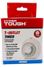 Hyper Tough White Indoor Analog Timer Single Grounded Outlet Programmable
