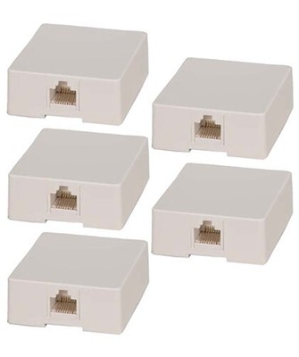 5x RJ45 8P8C Network Ethernet LAN Line White Modular Surface Mount Box