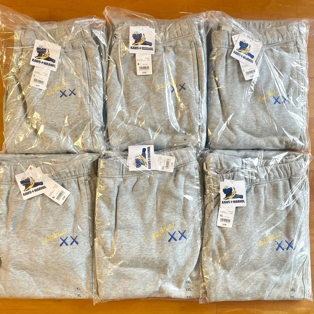 Uniqlo X KAWS X Warhol 2024 Graphic Grey Sweatpants Brand-New ALL SIZES IN HAND✅
