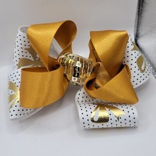 Sale Girls/Women Princess, Frilly, Fancy, White & Gold Double stacked Bow.