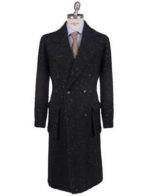 Kiton Dark Gray Virgin Wool Cashmere Silk Double Breasted Overcoat TC354 Man