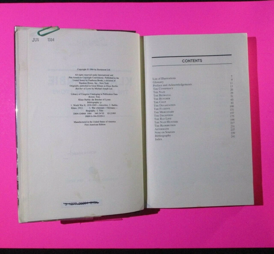 Klaus Barbie, the "Butcher of Lyons" by Tom Bower 1984 First US Ed 1st Print DJ - Image 4 of 4
